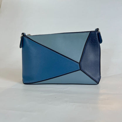 Loewe Multi Tone Blue Leather Mini Puzzle Pochette Bag