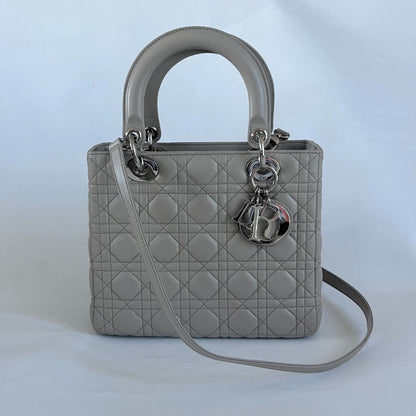 Christian Dior Medium Grey Lady Dior Bag