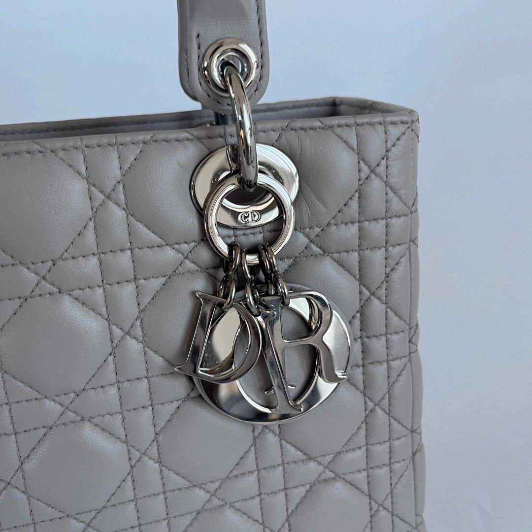 Christian Dior Medium Grey Lady Dior Bag