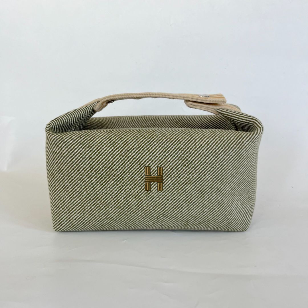 Hermès Wool Large Bride-A-Brac H Natte Pouch Vert Foret