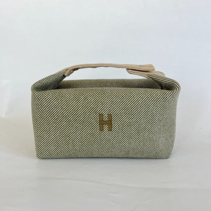 Hermès Wool Large Bride-A-Brac H Natte Pouch Vert Foret