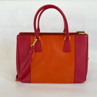 Prada bicolor saffiano leather tote bag with crossbody strap