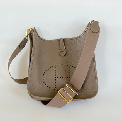 Hermes Evelyn 29 GM Shoulder Bag Etoupe