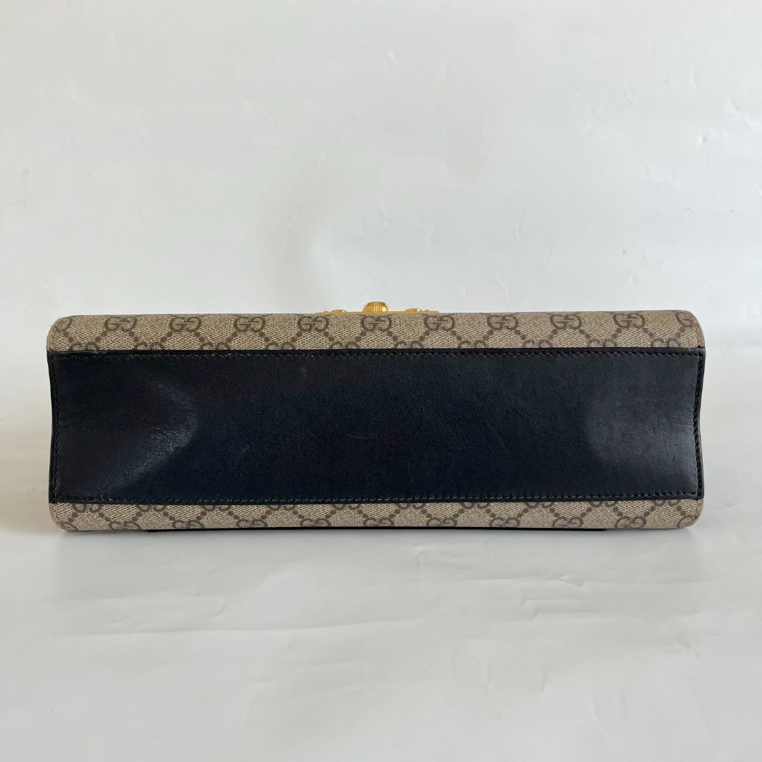 Gucci Black/Brown GG Supreme Coated Canvas Padlock Shoulder Bag