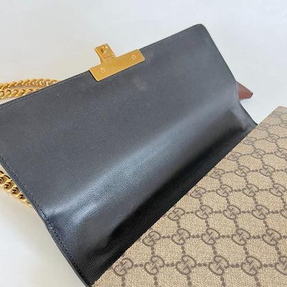 Gucci Black/Brown GG Supreme Coated Canvas Padlock Shoulder Bag