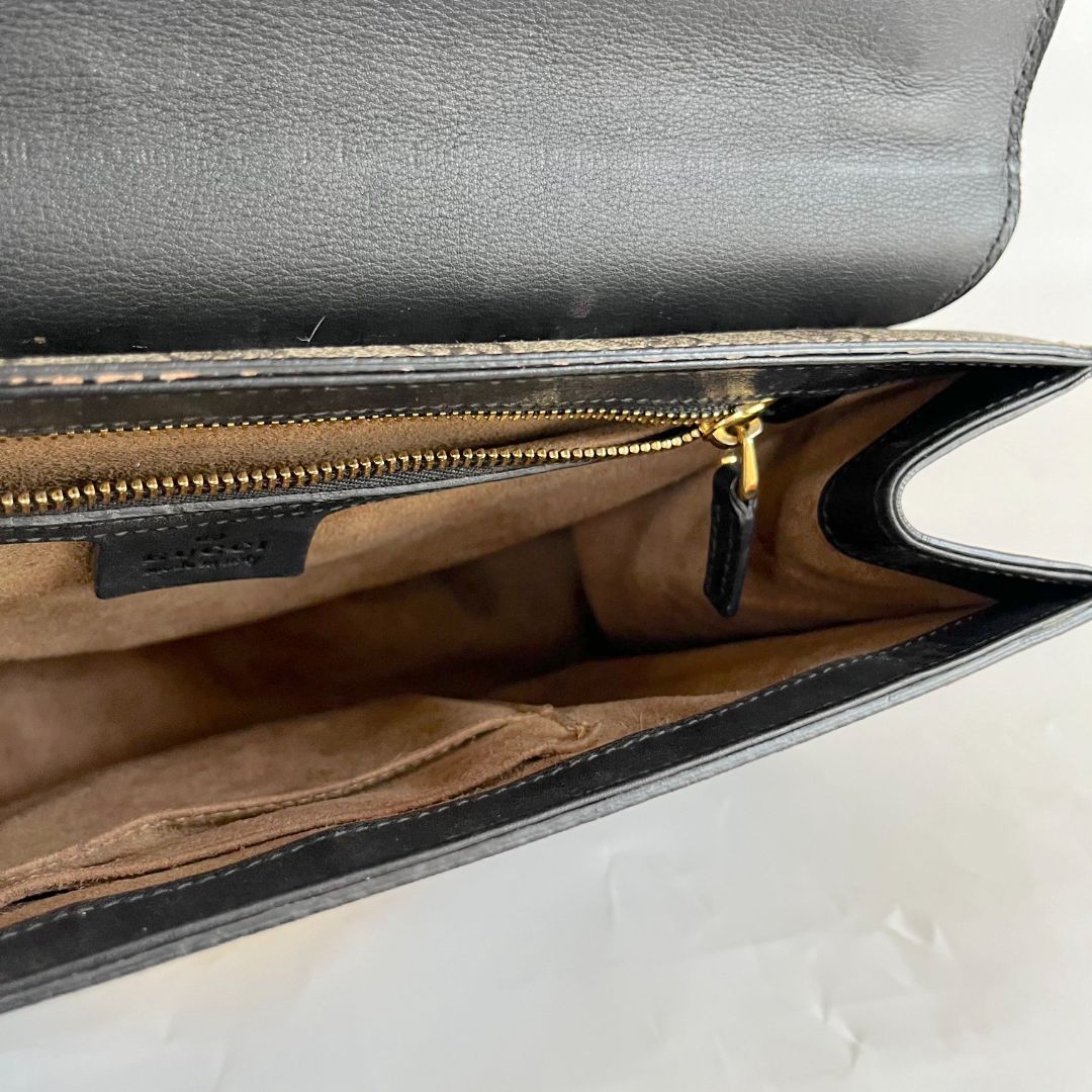 Gucci Black/Brown GG Supreme Coated Canvas Padlock Shoulder Bag