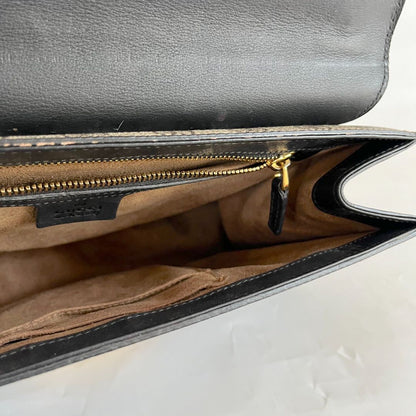 Gucci Black/Brown GG Supreme Coated Canvas Padlock Shoulder Bag