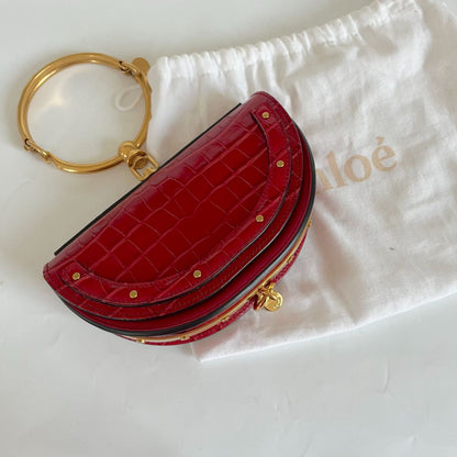 Chloé Red Crocodile Leather Nile Bracelet Minaudiere crossbody bag