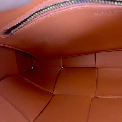 Bottega Veneta Orange Intrecciato Leather Cassette Shoulder Bag