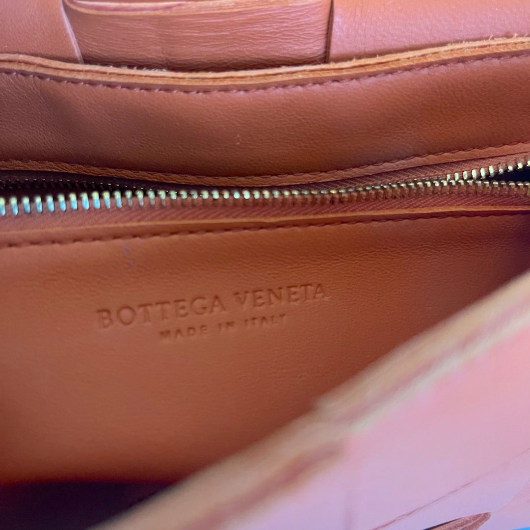 Bottega Veneta Orange Intrecciato Leather Cassette Shoulder Bag