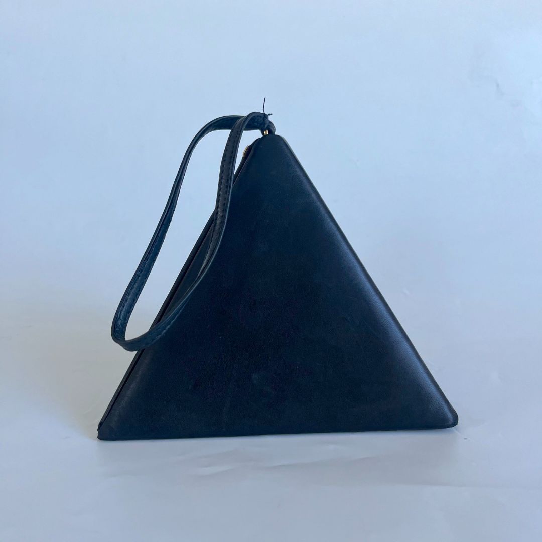 Saint Laurent black leather pyramid logo bag