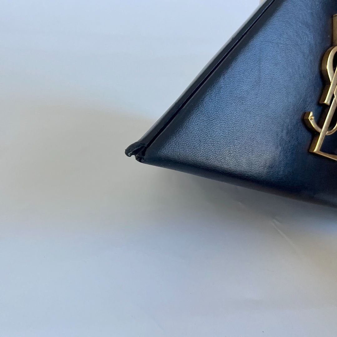 Saint Laurent black leather pyramid logo bag