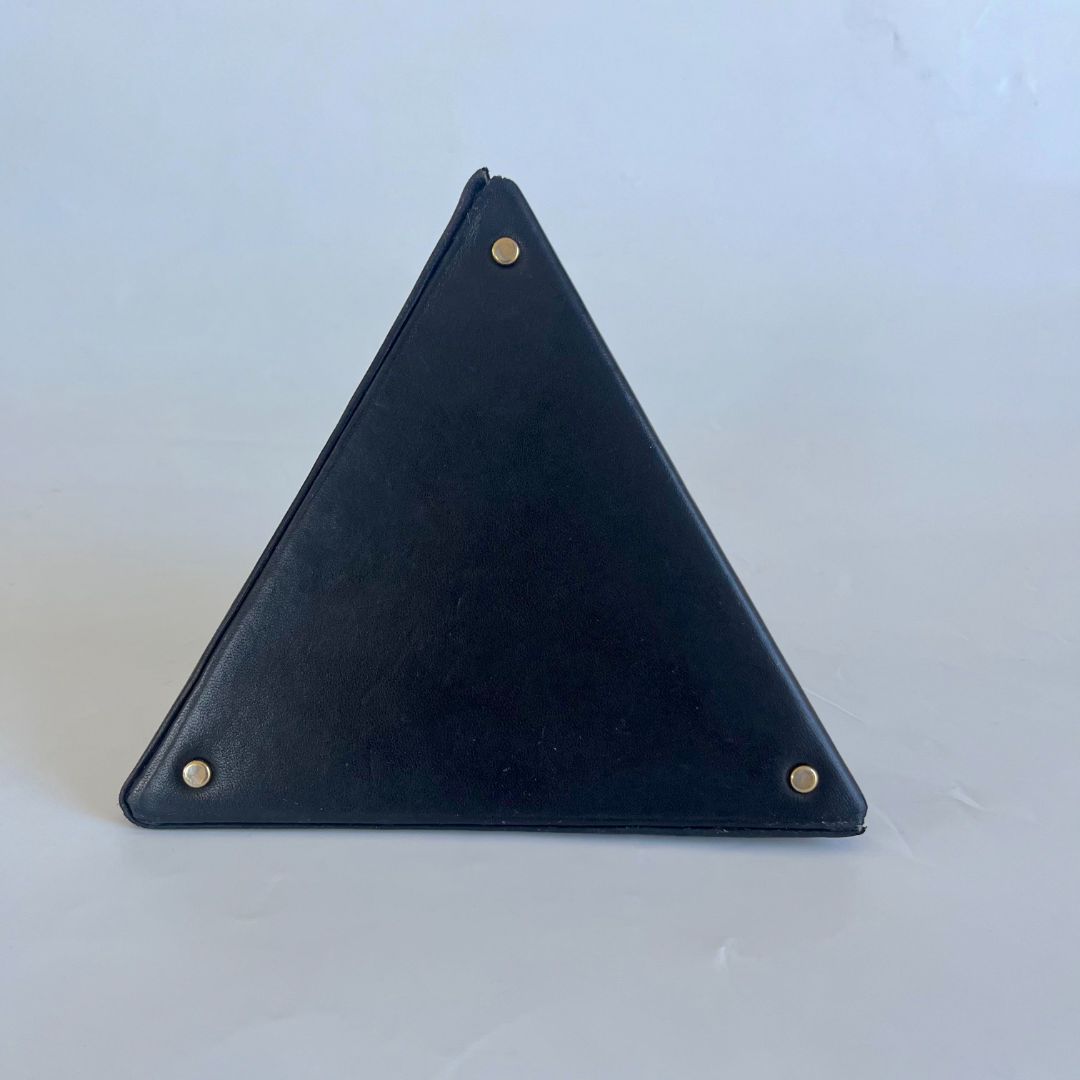 Saint Laurent black leather pyramid logo bag