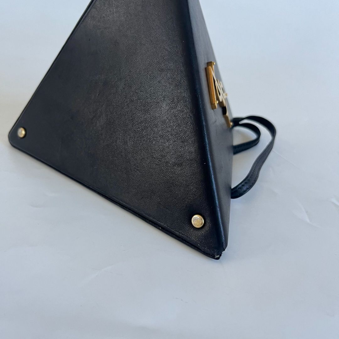 Saint Laurent black leather pyramid logo bag