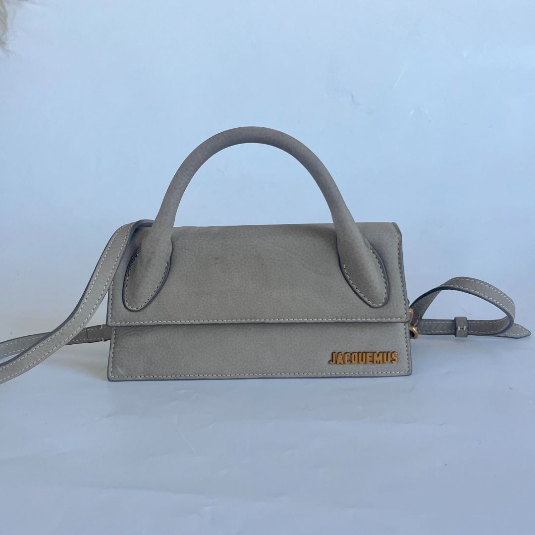 Jacquemus Suede Khaki Le Bambino Long Bag