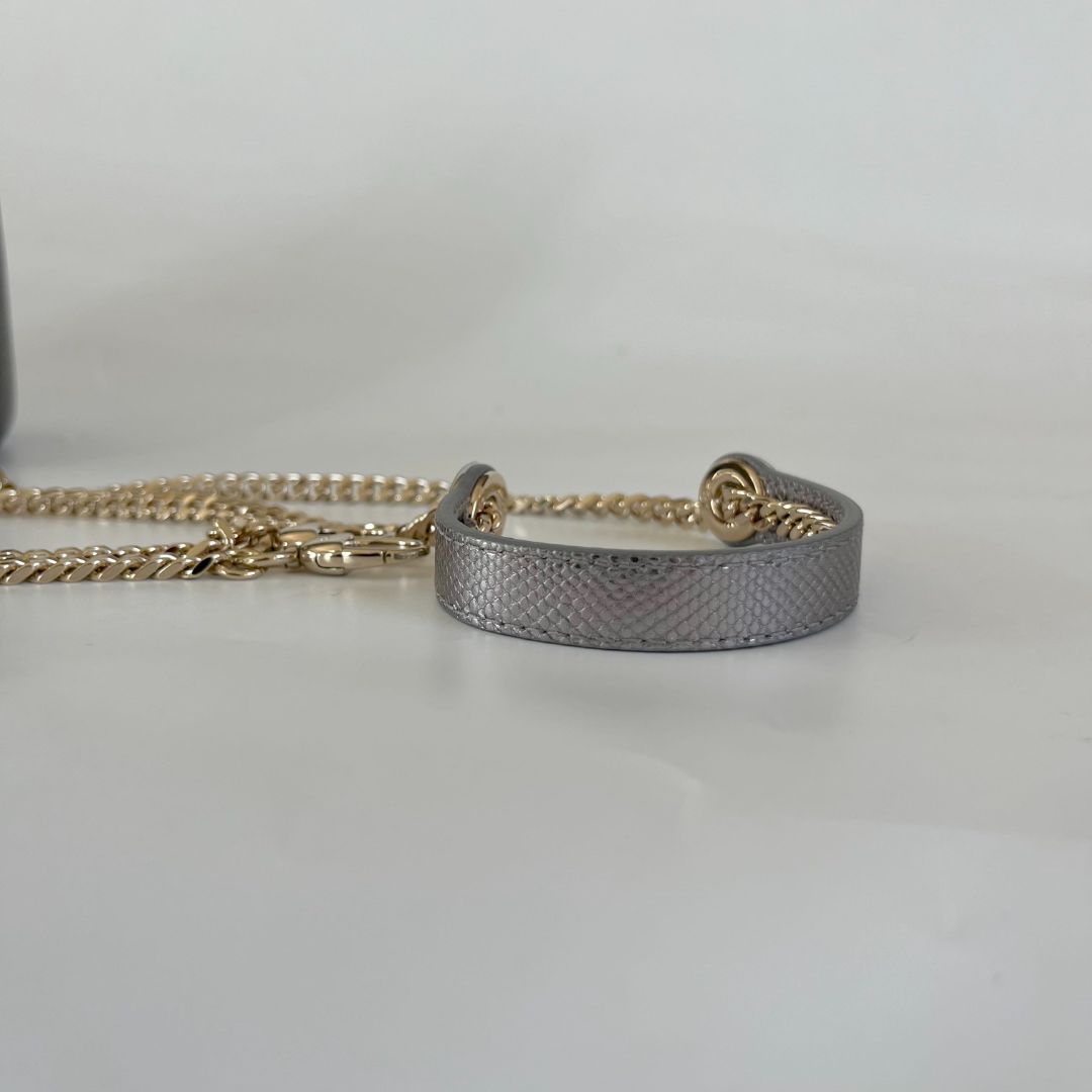 Dior Mini Lady Lizard Print Chain Shoulder Bag Metallic Gold