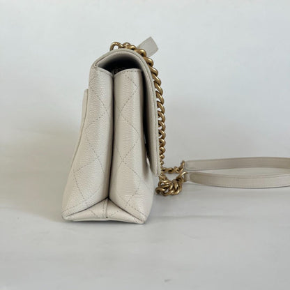 Chanel White Quilted Caviar Leather Medium Chic Affinity Flap Bag