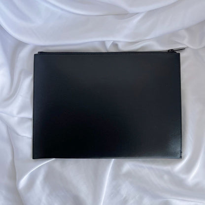 Saint Laurent Black Leather Zip Pouch