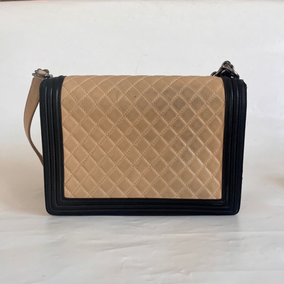 Chanel large two tone le boy bag