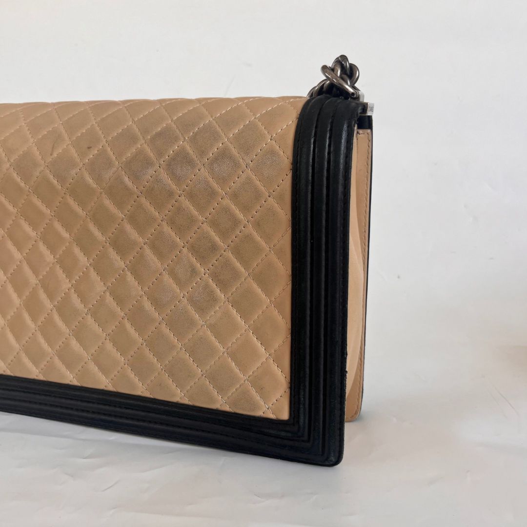 Chanel large two tone le boy bag