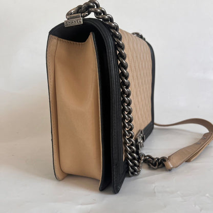 Chanel large two tone le boy bag