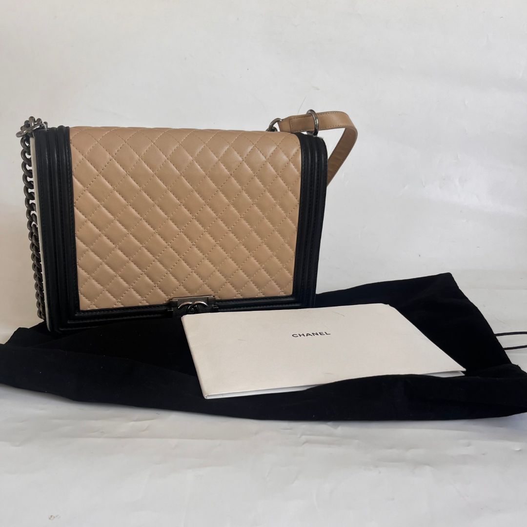 Chanel large two tone le boy bag