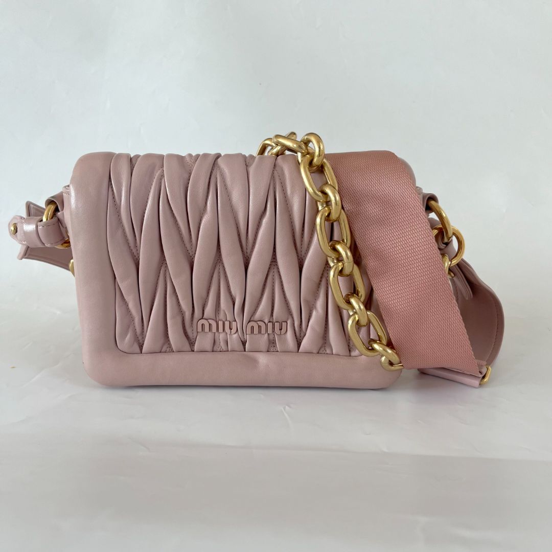 Miu Miu matelassé shoulder light pink bag
