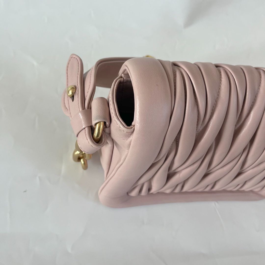 Miu Miu matelassé shoulder light pink bag