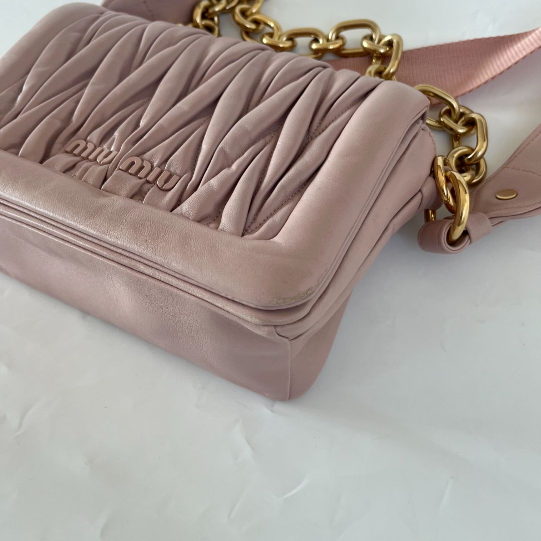 Miu Miu matelassé shoulder light pink bag