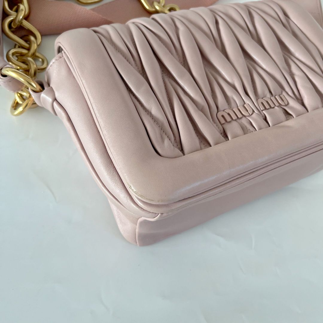 Miu Miu matelassé shoulder light pink bag