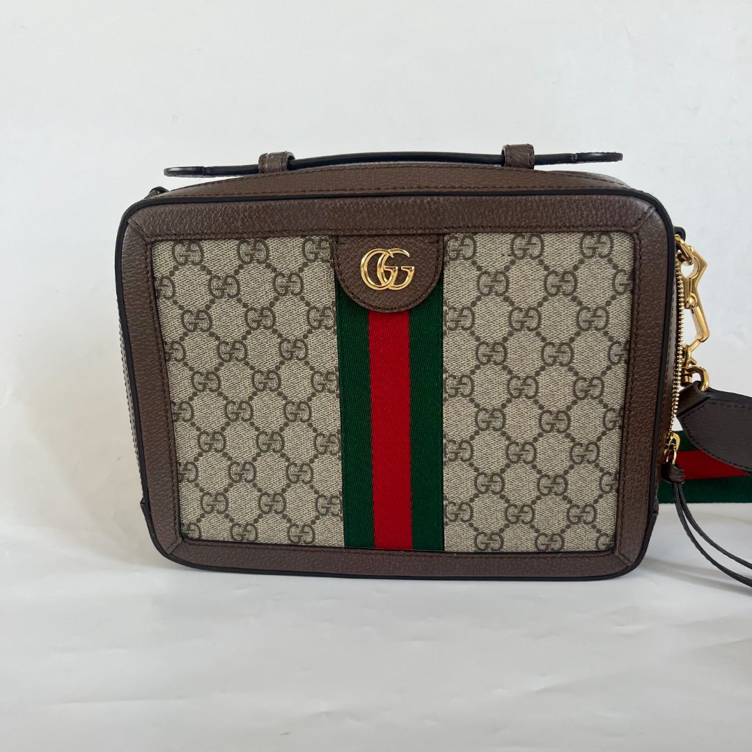Gucci Beige/Brown GG Supreme Web Ophidia Crossbody Bag