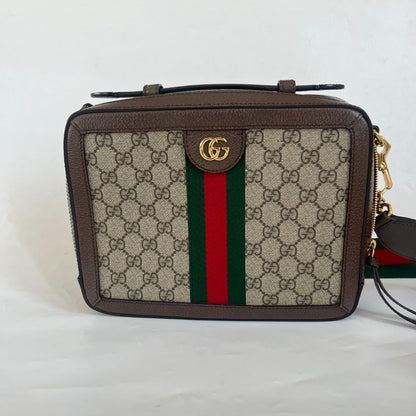 Gucci Beige/Brown GG Supreme Web Ophidia Crossbody Bag
