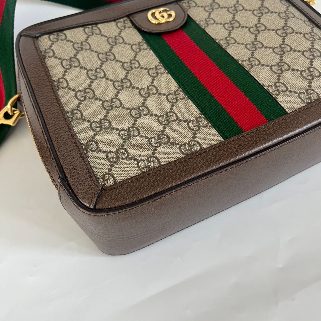 Gucci Beige/Brown GG Supreme Web Ophidia Crossbody Bag