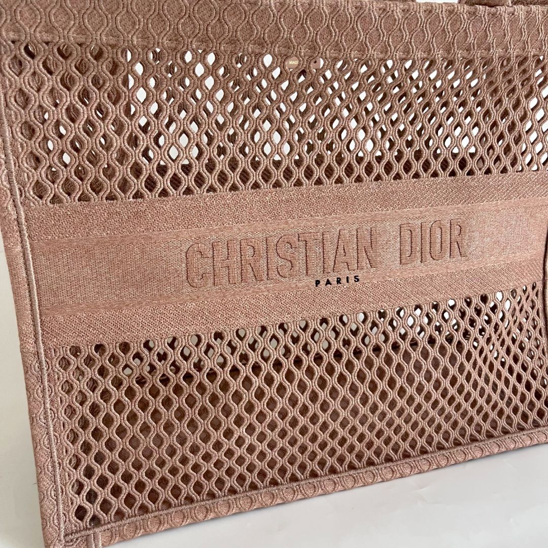 Dior Clay Embroidered Book Large Tote Bag