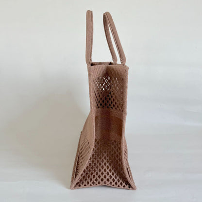 Dior Clay Embroidered Book Large Tote Bag
