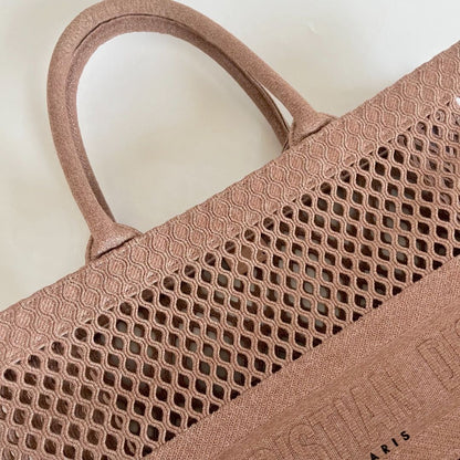 Dior Clay Embroidered Book Large Tote Bag