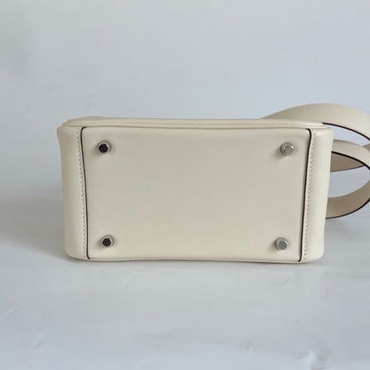 Hermès Mini Lindy Swift leather nata with lime yellow lining bag