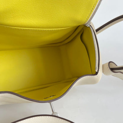 Hermès Mini Lindy Swift leather nata with lime yellow lining bag
