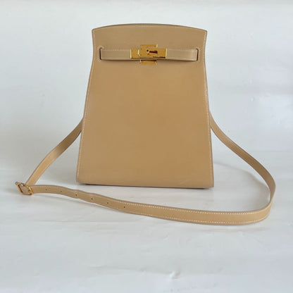 Hermès beige box calfskin Kelly Sports bag