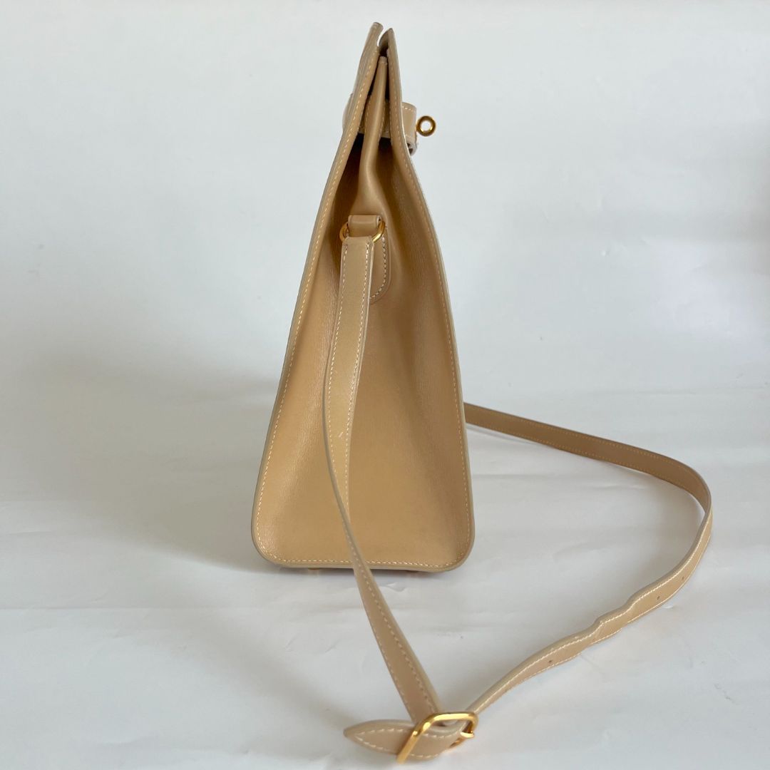 Hermès beige box calfskin Kelly Sports bag