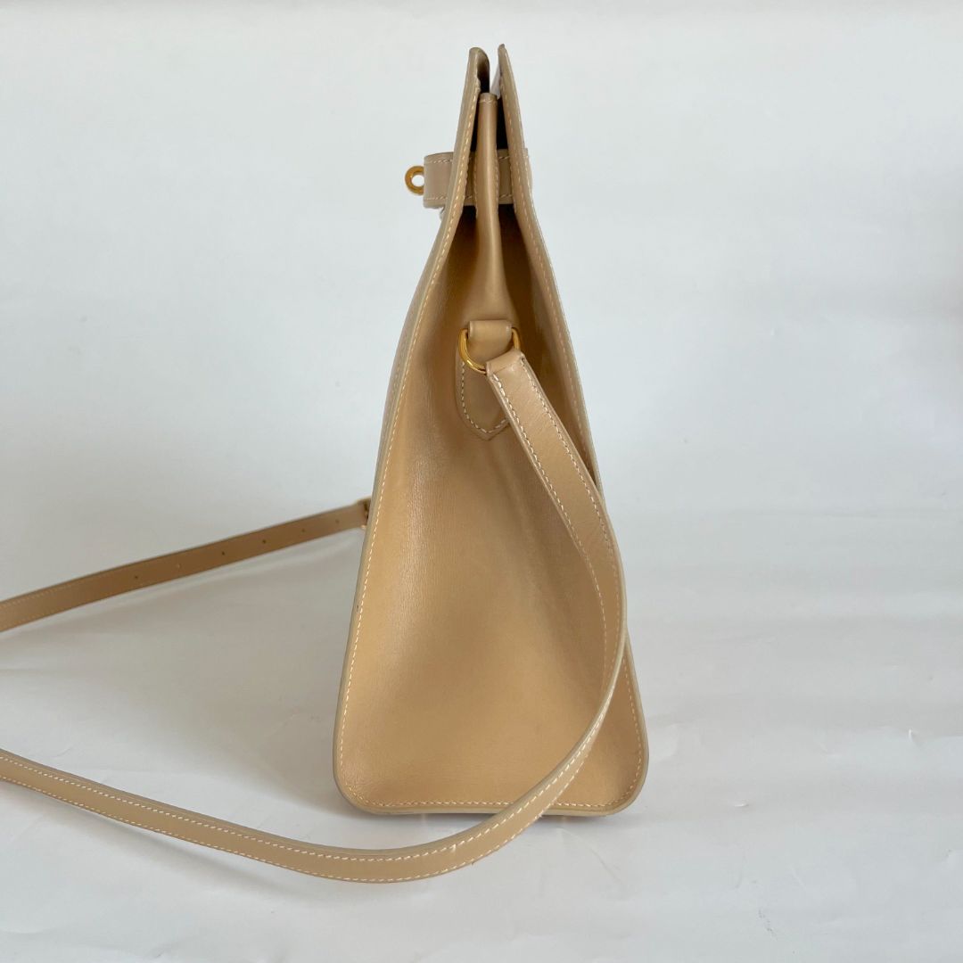 Hermès beige box calfskin Kelly Sports bag