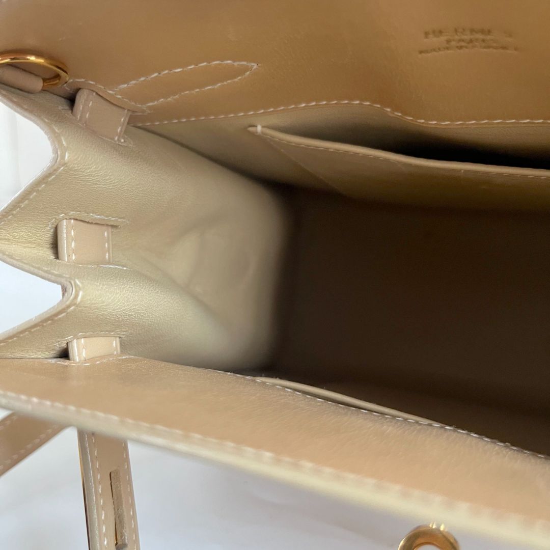 Hermès beige box calfskin Kelly Sports bag