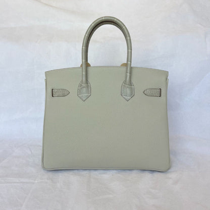 Hermes Gris Perle GHW Birkin 30 Touch Togo /Alli Missi Mat Bag, 30