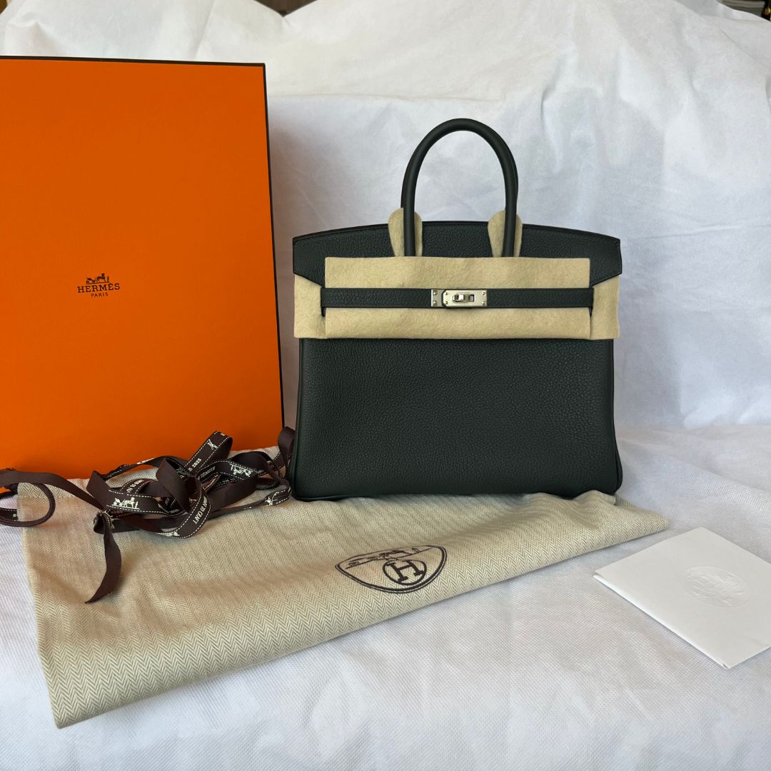 Hermes Birkin 25 Togo Vert Fonce PHW Bag