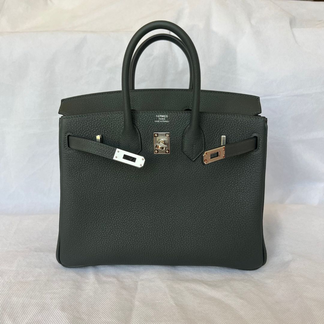 Hermes Birkin 25 Togo Vert Fonce PHW Bag