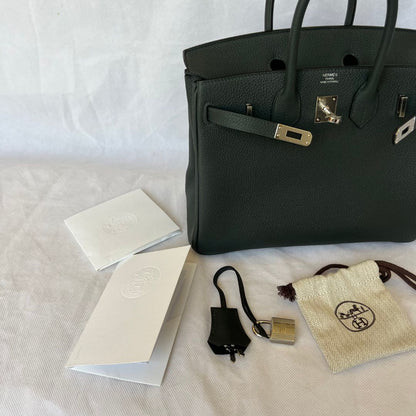 Hermes Birkin 25 Togo Vert Fonce PHW Bag