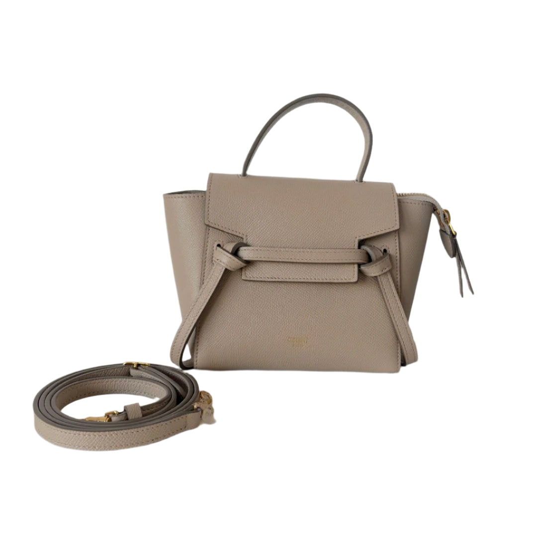Celine Beige Pico Belt Satchel Bag