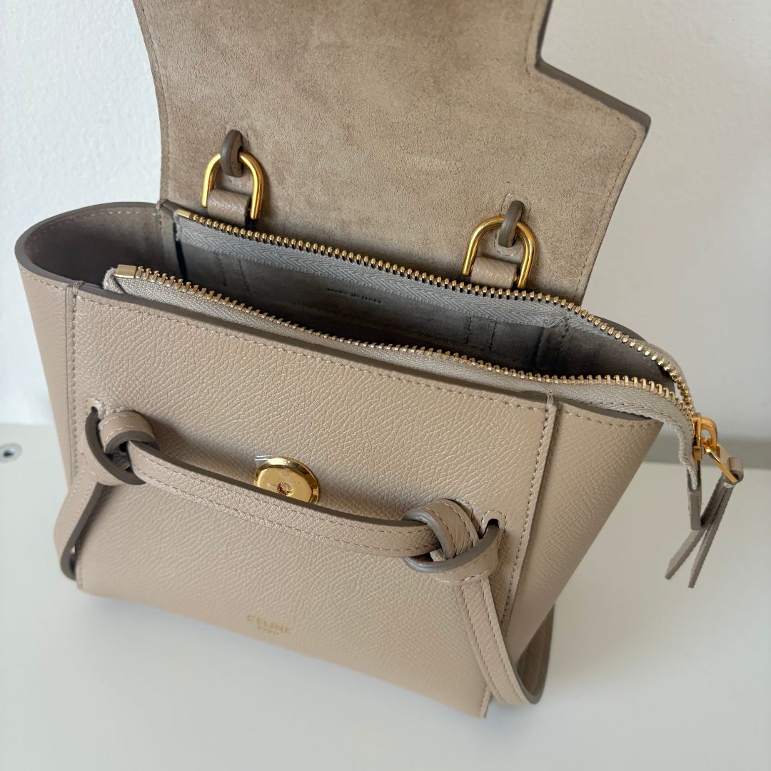 Celine Beige Pico Belt Satchel Bag