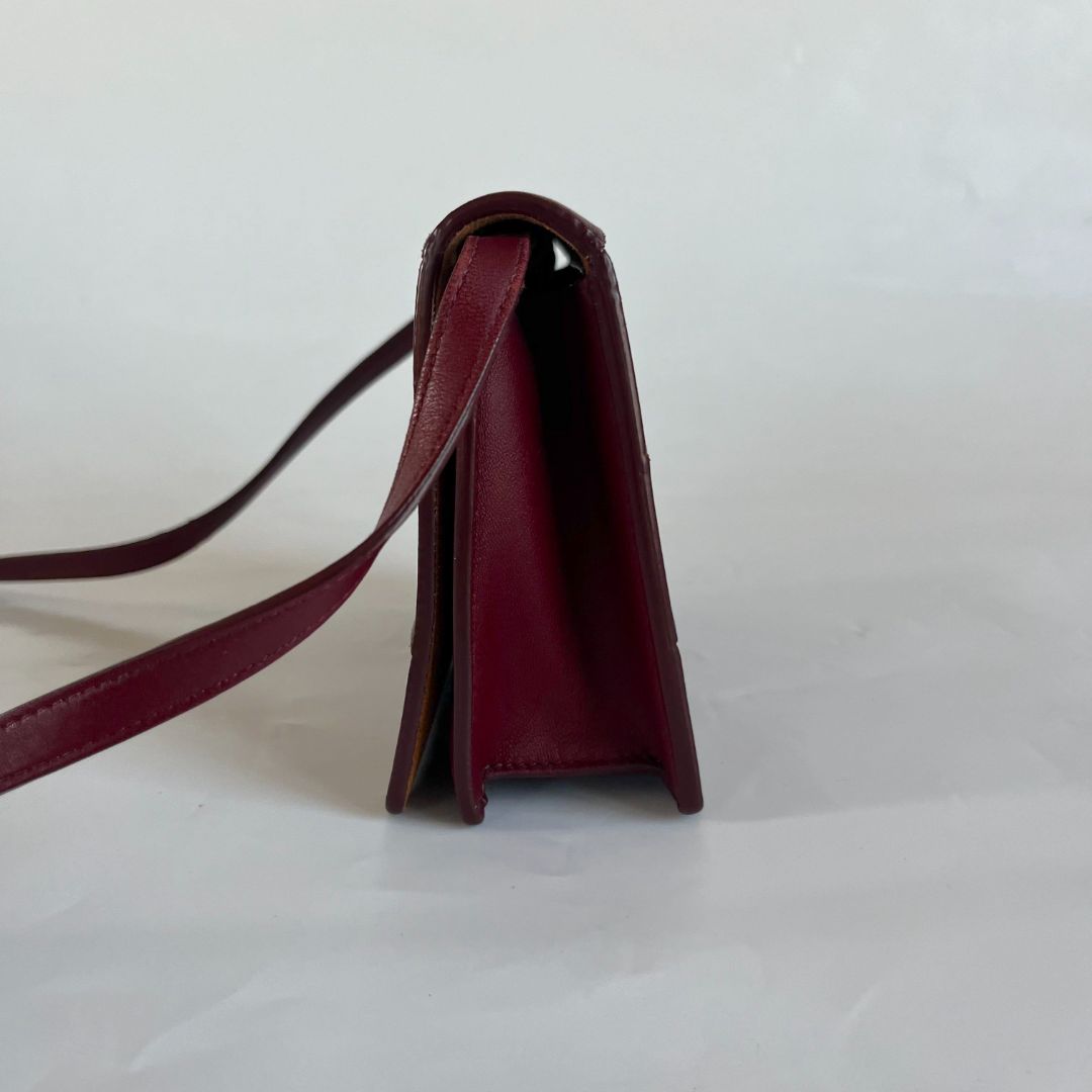 Bottega Veneta Burgundy Leather Mini Cassette Crossbody Bag