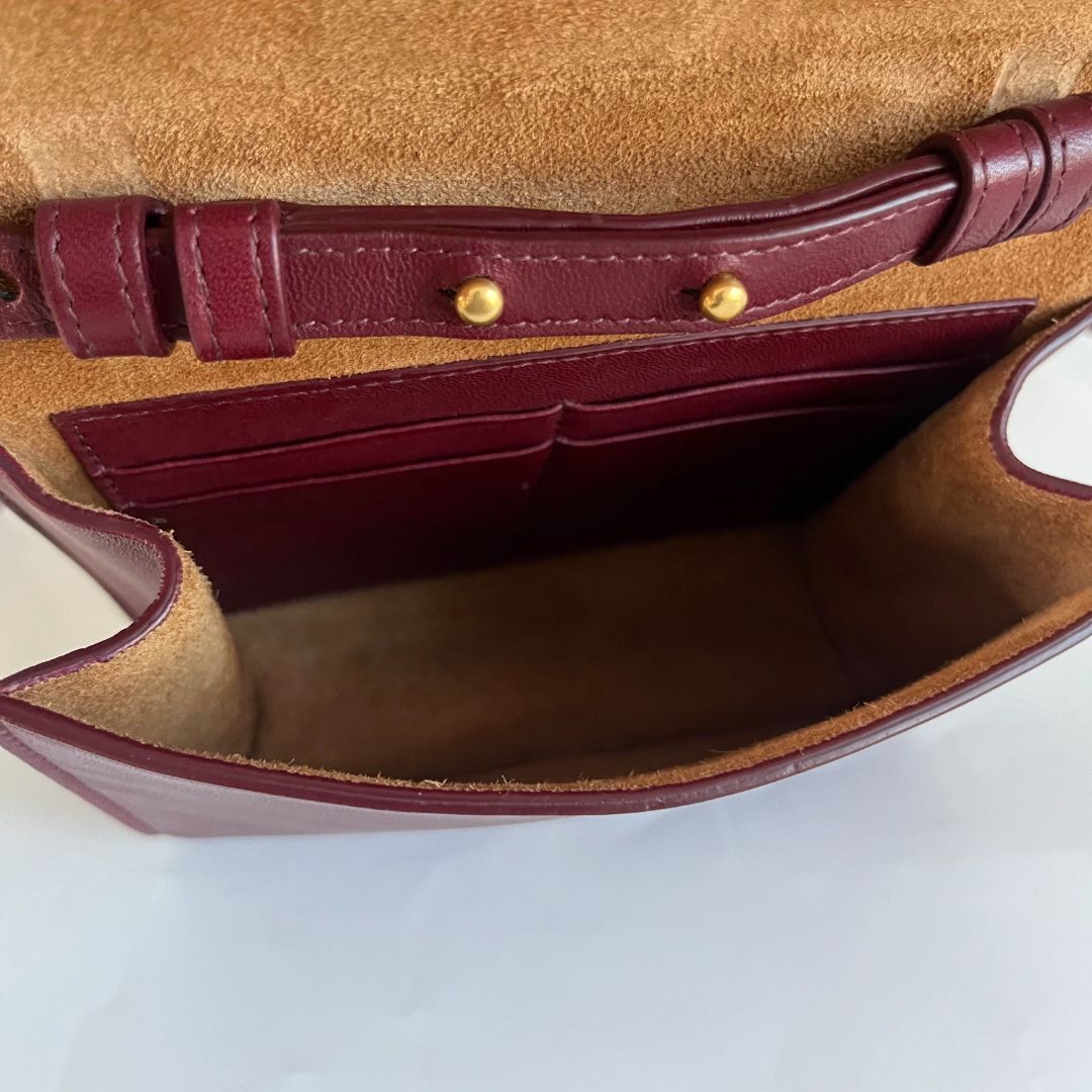 Bottega Veneta Burgundy Leather Mini Cassette Crossbody Bag